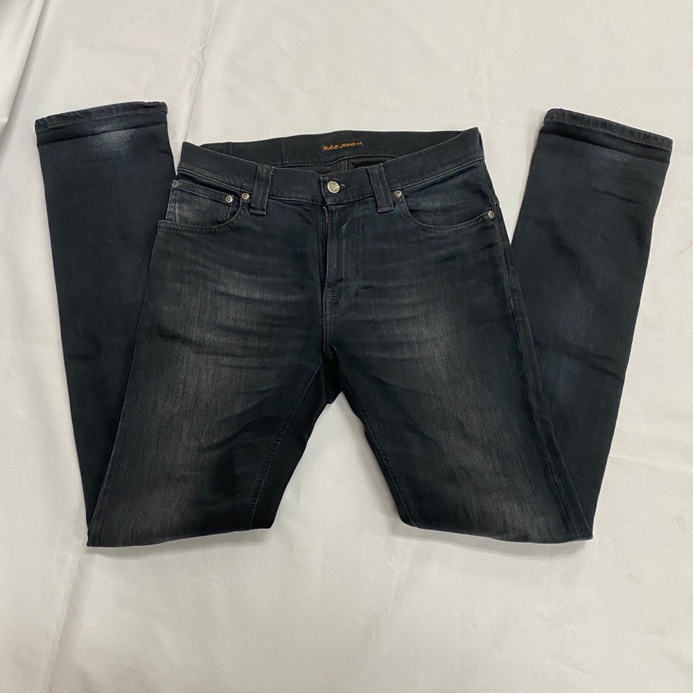 Nudie Jeans Mens Thin Finn Black and Grey Jeans